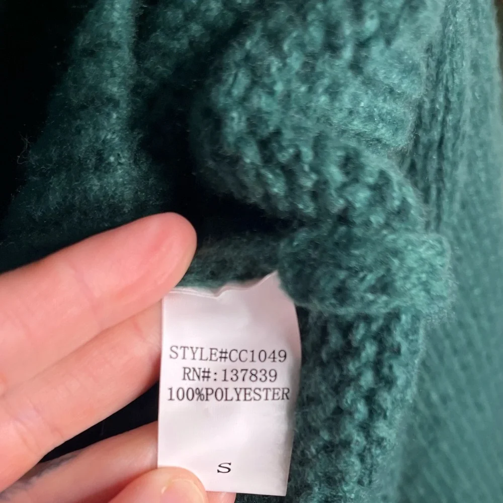 Anthropologie LUNA Ivy NEW forest green oversized cardigan gold bow small - Picture 3 of 7